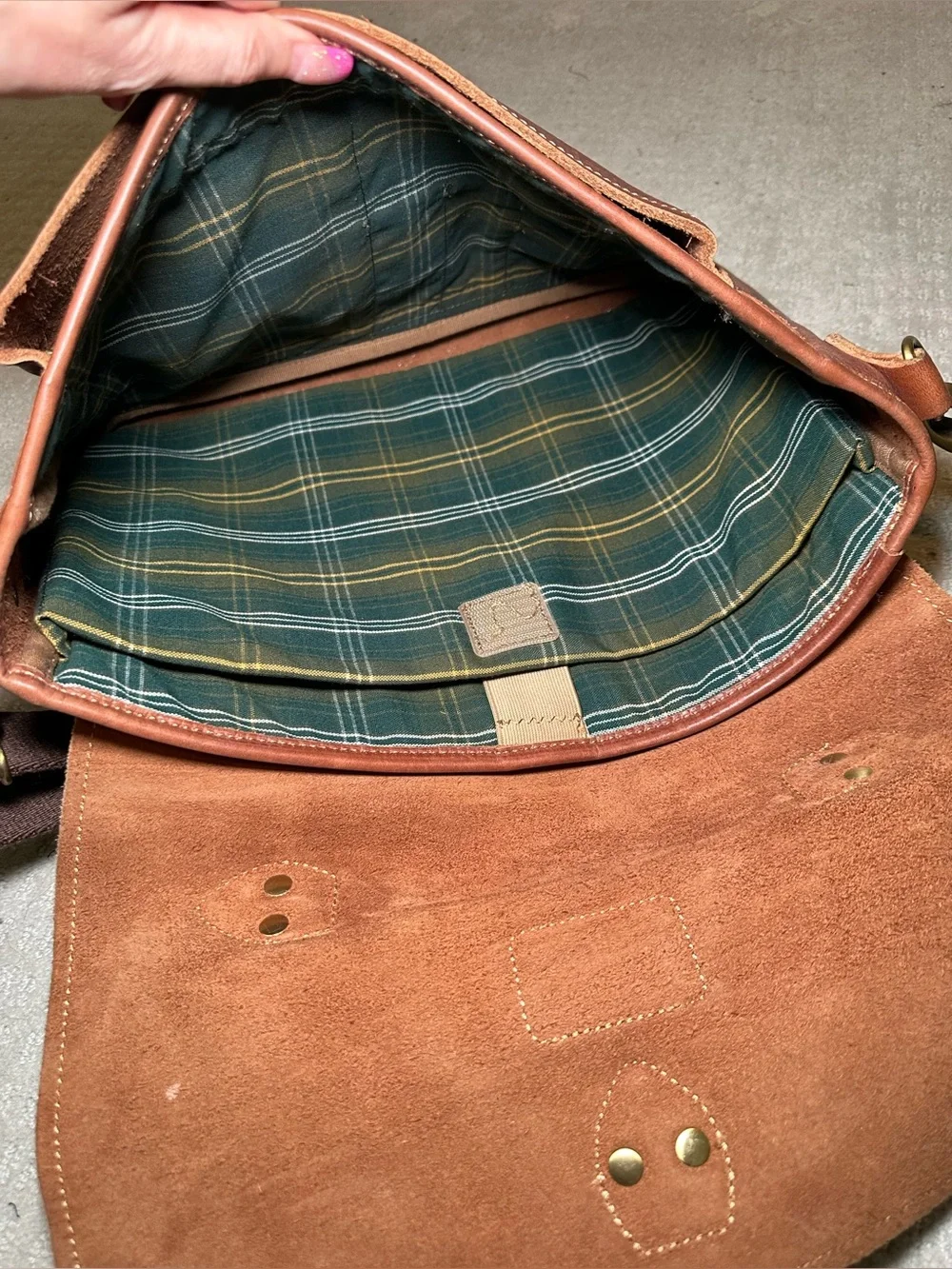 Duluth‎ Trading Co Full Grain Leather Briefcase Laptop Brown Saddle Messenger